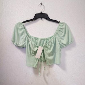Half Tee Light green 95% Polyester 5% Spandex Size Large